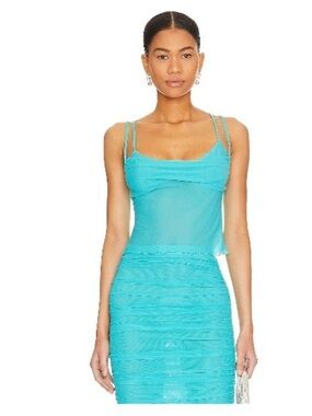 Turquoise Sheer Bodice Ruched Outfit
Worn one time. Top-S, Skirt -XS